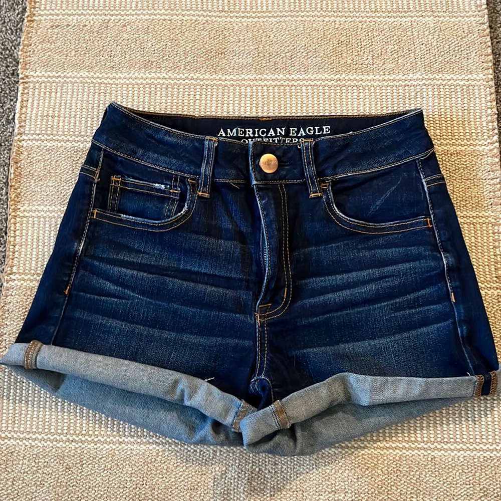 american eagle high rise jean shorts